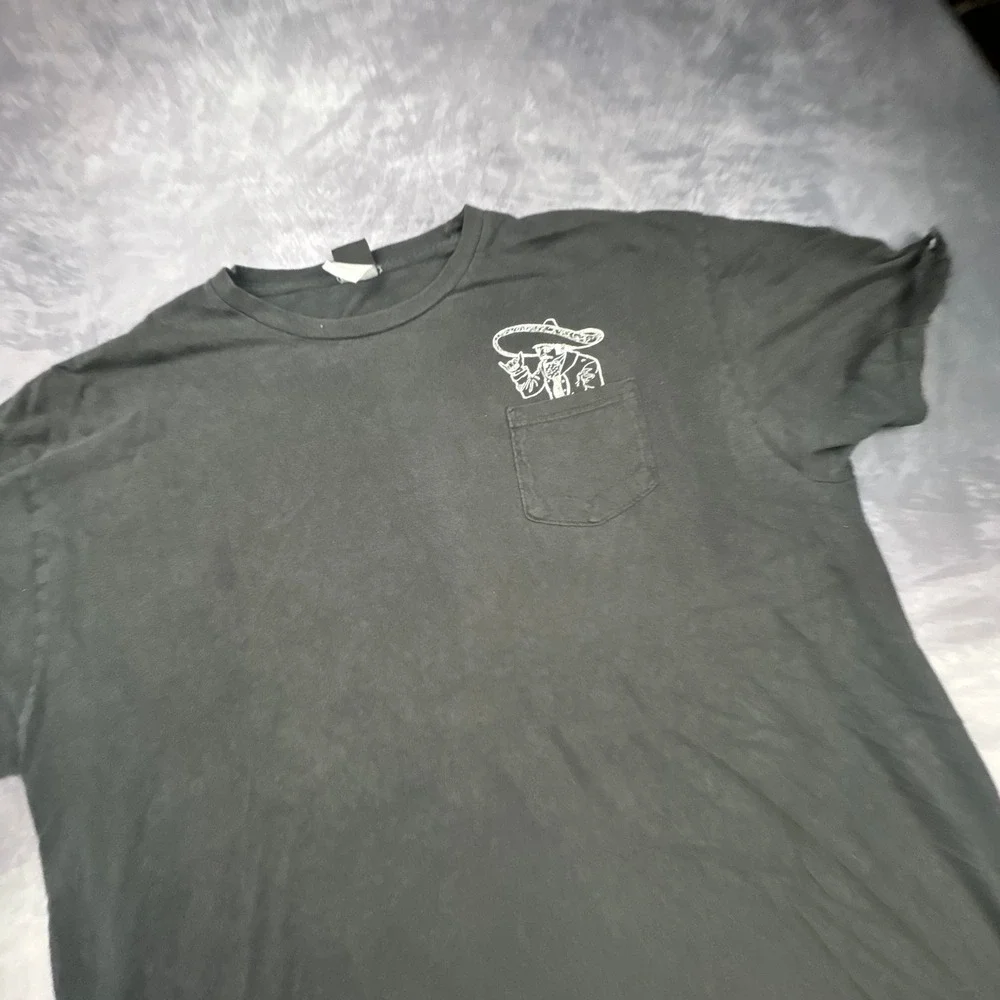 Vintage Quiksilver Pocket TShirt Faded Black Skater Sombrero Graphic Y2K Boxy XL